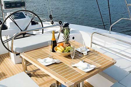 Catamaran Charter Greece Regina Table