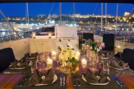 Yacht Charter Greece Obsession Sun Deck Table