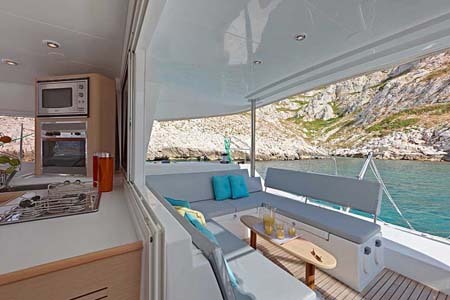 Catamaran Charter Croatia Lagoon 400 Salon Aft Deck