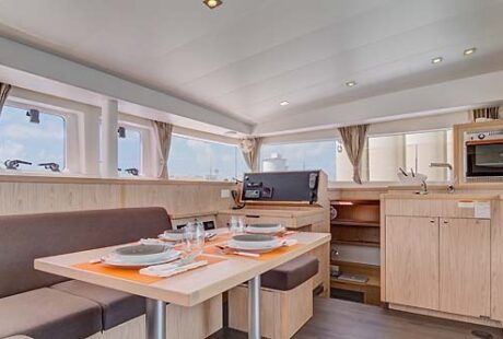 Catamaran Charter Greece Lagoon 400 S2 Salon Dining Table
