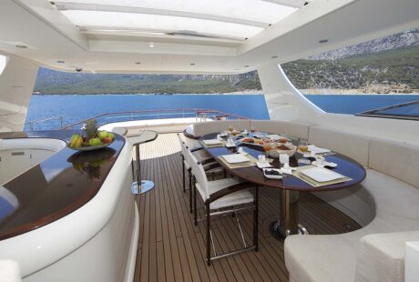 Cyrus One Luxury Charter Yacht Al Fresco Table Sundeck