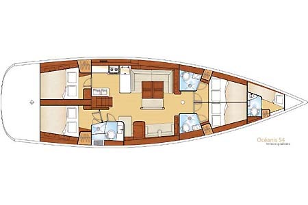 Greece Yacht Charter Beneteau Oceanis 54 Layout