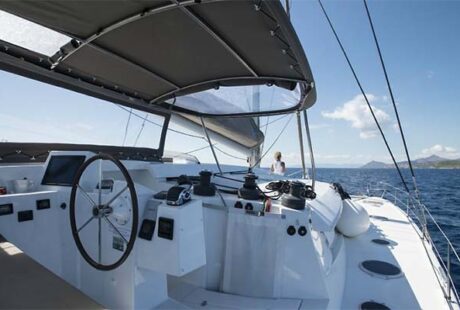 High Jinks Catamaran Sanya 57 Greece Helm