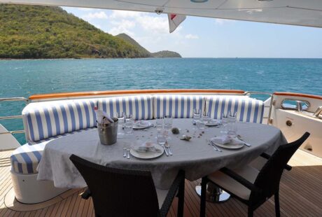 Pida Luxury Charter Yacht Main Deck Aft Table