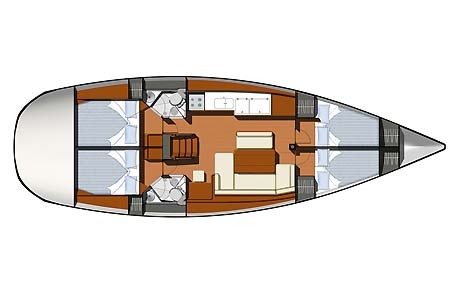 Sailboat Charter Croatia Jeanneau Sun Odysssey 44i Layout