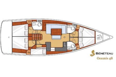 Yacht Charter Greece Beneteau Oceanis 48 Layout