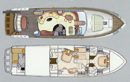Yacht Charter Greece Dominator 68 Layout