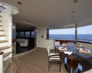 Cyrus One Luxury Charter Yacht Main Deck Aft Table