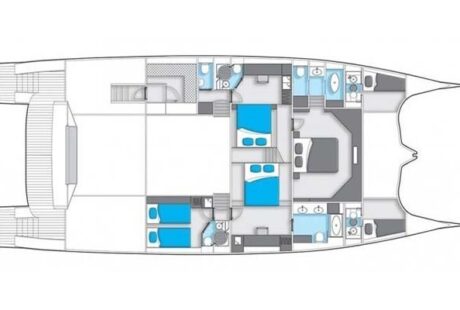 Power Catamaran Sunreef 70 Lower Deck Layout