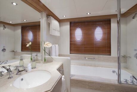 Deja Too Luxury Yacht Guest Cabin Bath
